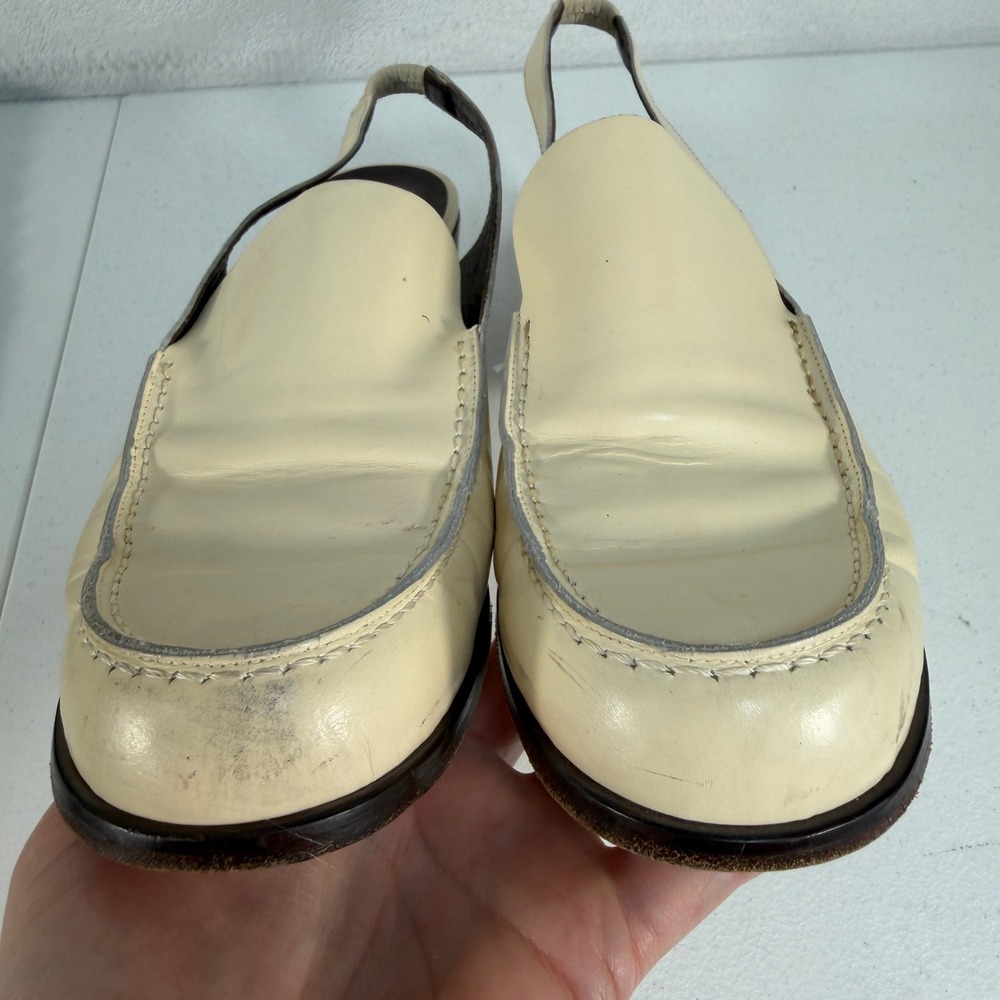 VTG 90s Anne Klein 8 Slingback Chunky Loafer Bratz Block Heel Leather Tan Italy - Picture 8 of 12
